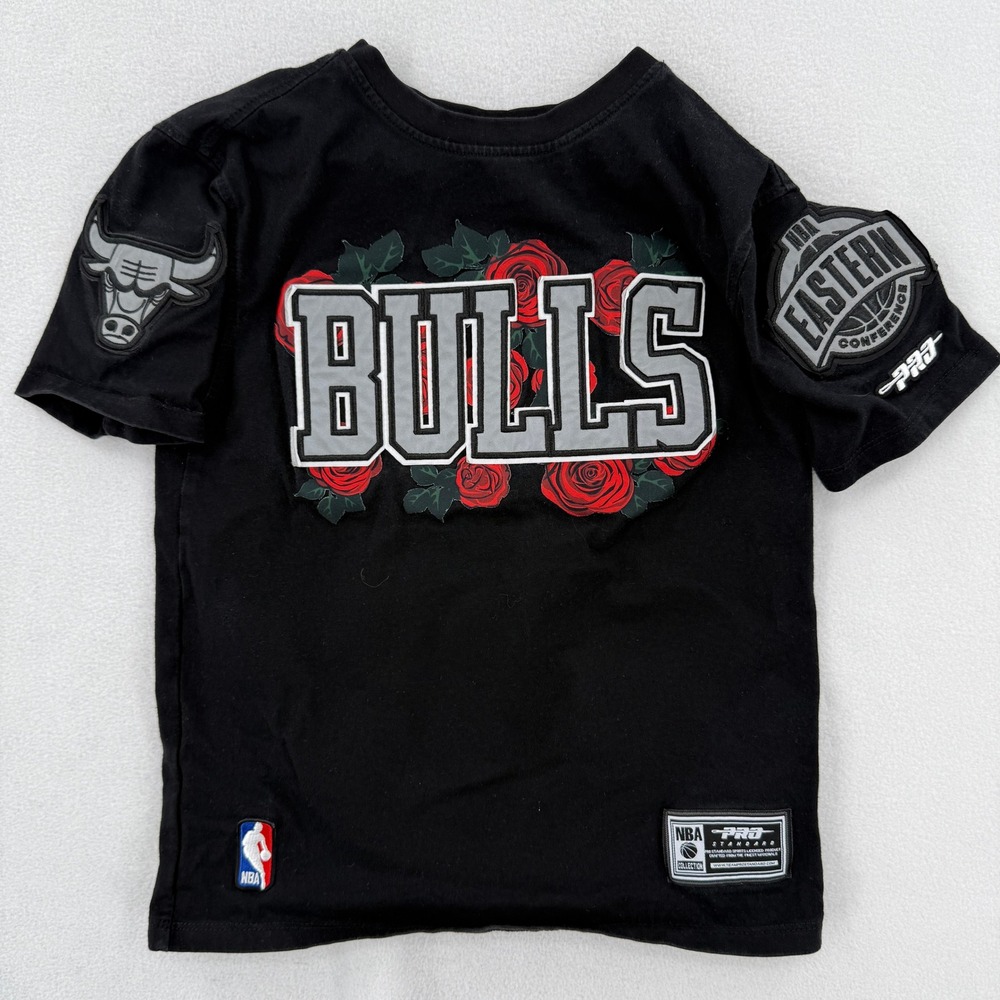 NBA Chicago Bulls T-Shirt Kids Small 8/9 Black Rose Tee Pro Standard